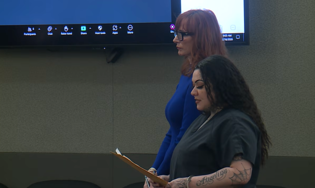 Kassandra Alvarez speaks to the court before her sentencing on Feb. 18, 2026.